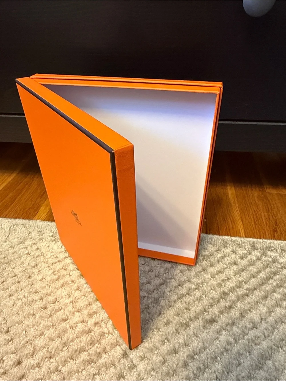 Hermes Orange Branded Paper Shopping Bag with Rope Handles